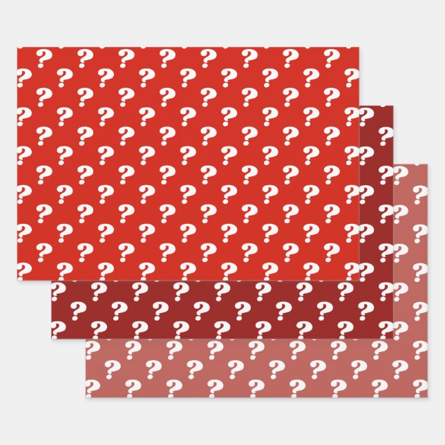 Red & White Cute Gift Wrapper (Question Mark)  Wrapping Paper Sheet (Set)