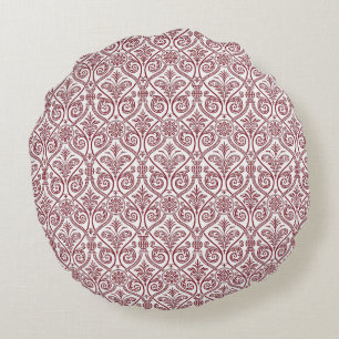Red & White Damask Round Pillow