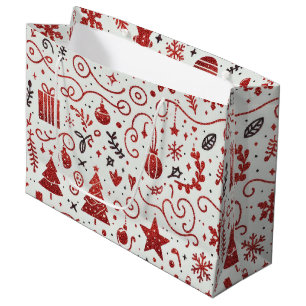 Red White Decorative Holiday Gift Bag