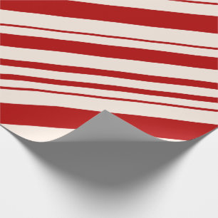 Red White Diagonal Candy Cane Stripe Wrapping Paper