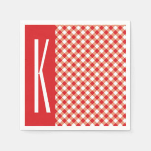 Red & White Diagonal Gingham. Napkin