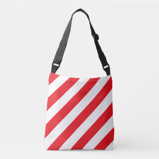 Red White Diagonal Stripes Crossbody Bag