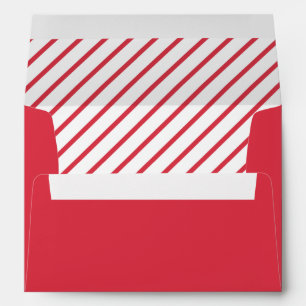 Red & White Diagonal Stripes Pattern Personalizes Envelopes