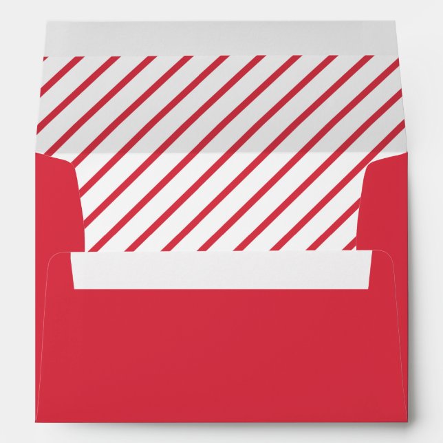 Red & White Diagonal Stripes Pattern Personalizes Envelopes (Back (Bottom))