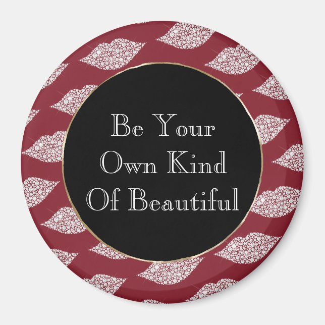 Red White Diamond Lips Magnet (Front)