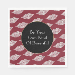 Red White Diamond Lips Napkin