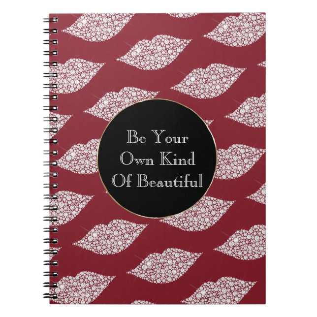 Red White Diamond Lips Notebook (Front)
