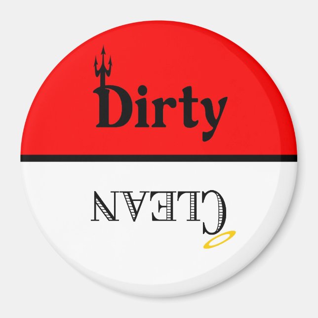 Red/White Dirty/Clean Dishwasher Magnet (Front)