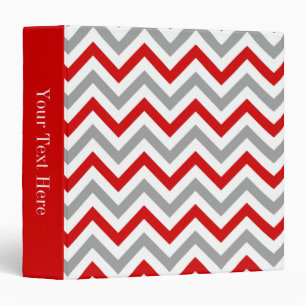Red, White, Dk Grey Large Chevron ZigZag Pattern Binder