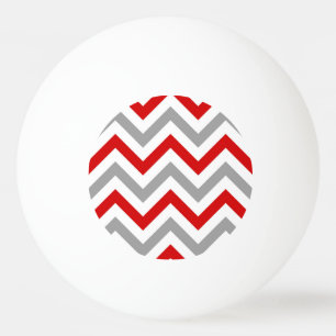 Red, White, Dk Grey Large Chevron ZigZag Pattern Ping Pong Ball