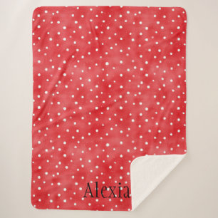 Red White Dots Sherpa Blanket