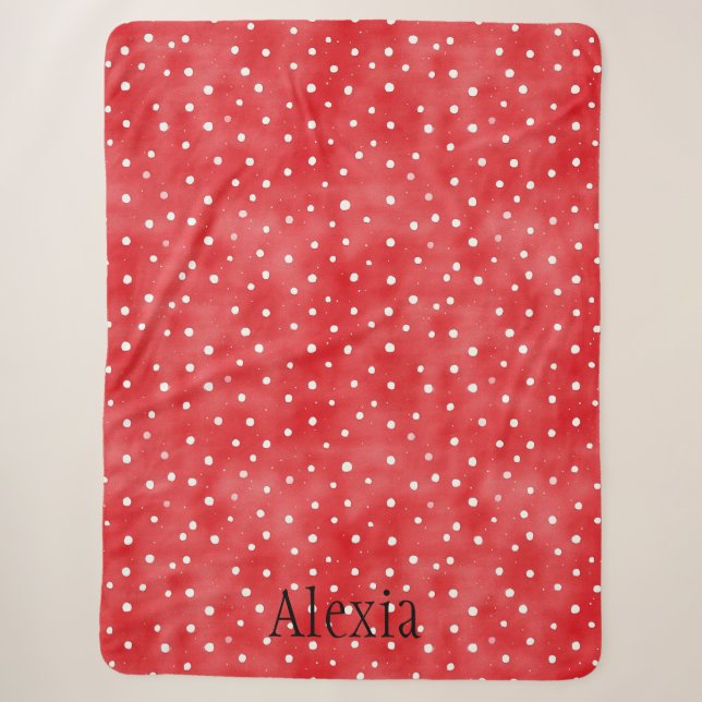 Red White Dots Sherpa Blanket (Front)