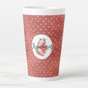 Red White Dots Strawberries Fruit Latte Mug