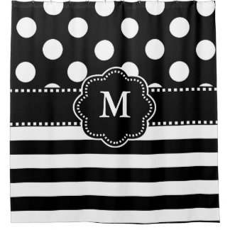 Red White Dots Stripes Monogram