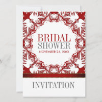 Red White Doves Batik Bridal Shower Party Invitati