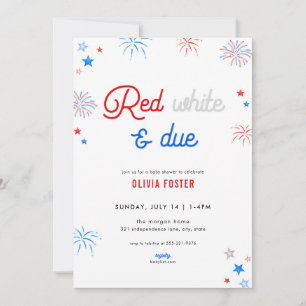 Red White & Due 4 juillet Baby shower Invitation