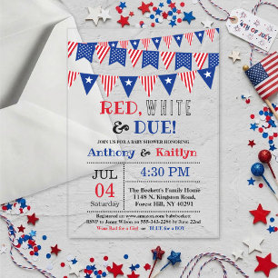 Red, White & Due! 4th Of July Baby Shower Acrylic Invitations