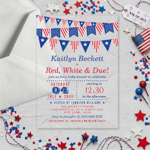 Red, White & Due   4th Of July Baby Shower Acrylic Invitations