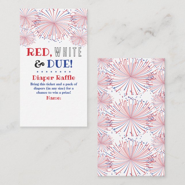 Red, White & Due! 4th Of July Baby Shower Diaper Enclosure Card (Front/Back)
