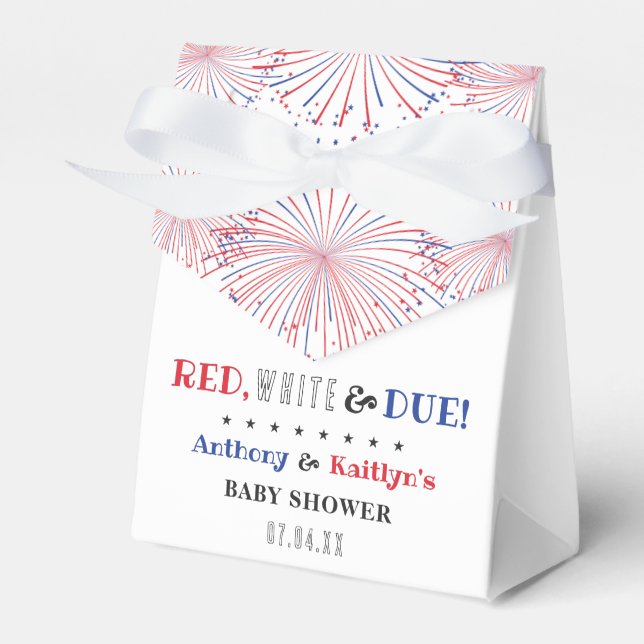 Red, White & Due! 4th Of July Baby Shower Favor Box (Front Side)