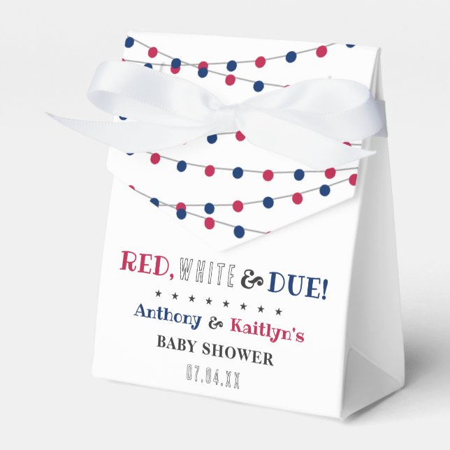 Red, White & Due! 4th Of July Baby Shower Favor Box (Front Side)
