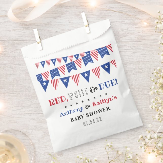Red, White & Due! 4th Of July Baby Shower Favour Bag (Clipped)