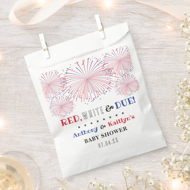 Red, White & Due! 4th Of July Baby Shower Favour Bag (Clipped)