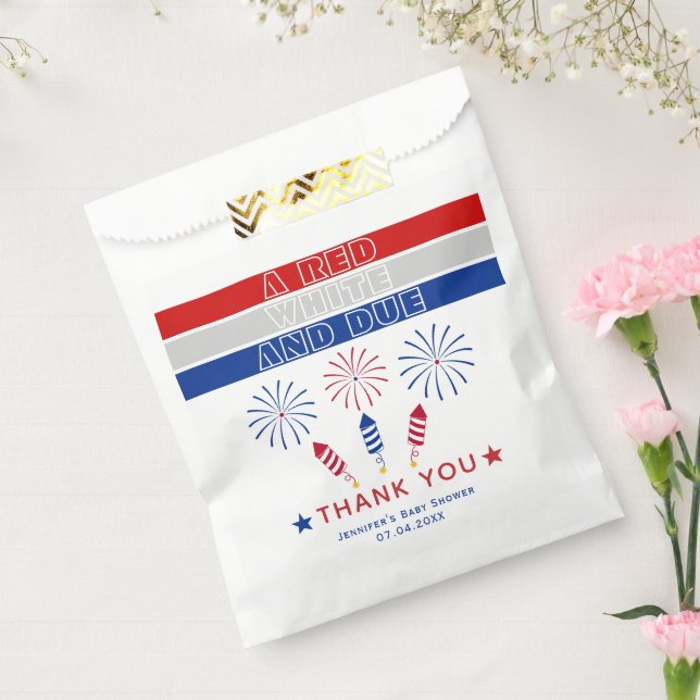 Red White Due 4th of July firecrackers baby shower Favour Bag (Sealed)
