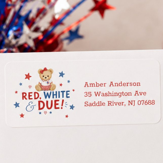 Red White Due Address Label (Creator Uploaded)