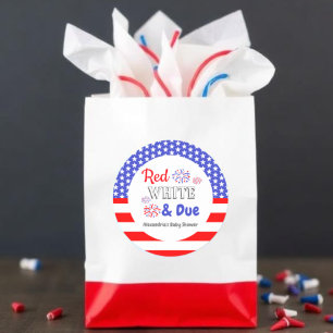 Red White & Due Baby Shower Classic Round Sticker