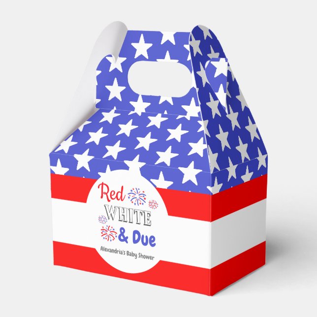 Red White & Due Baby Shower Favor Box (Front Side)