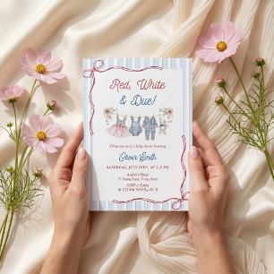 Red White & Due Baby Shower Invitation