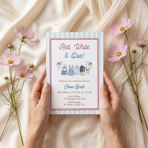 Red White & Due Baby Shower Invitation