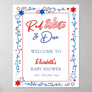 Red White & Due Baby Shower Welcome Sign