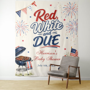 Red, White & Due BBQ Baby Shower Tapestry