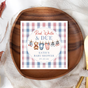 Red White & Due Clothesline Baby Shower Napkin