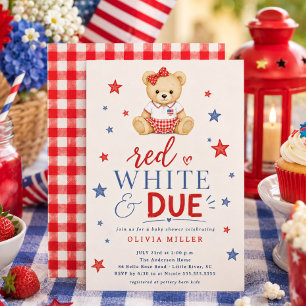 Red White & Due Girl Baby Shower Invitation