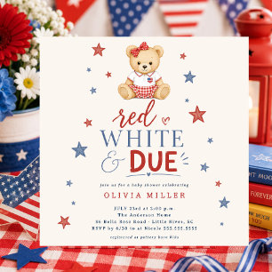 Red White & Due Girl Baby Shower Invitation