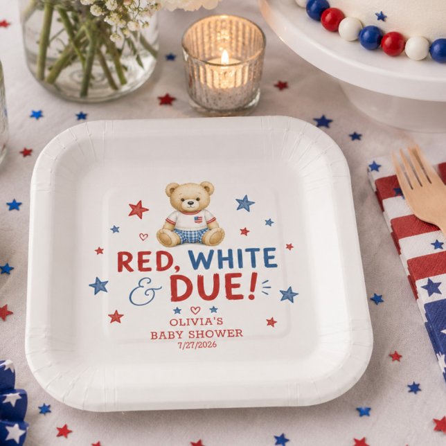 Red White & Due Square Paper Plates (Creator Uploaded)