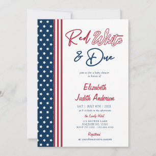 Red White & Due Stars 4th of July Baby Shower Invitation