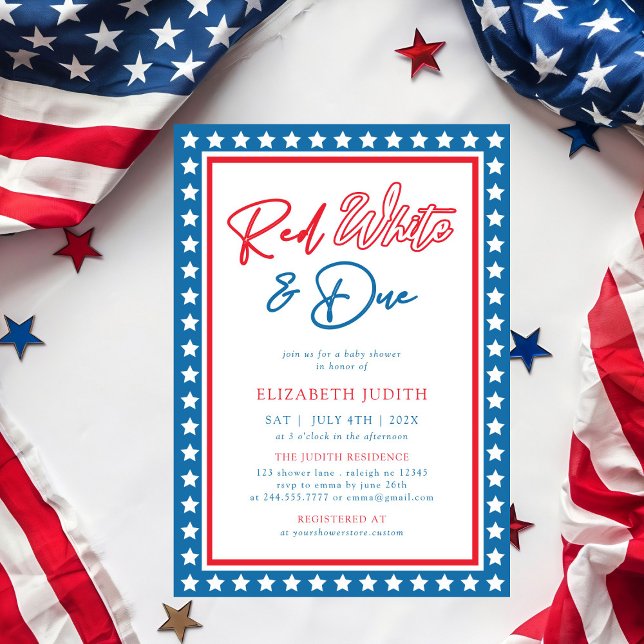 Red White & Due Stars 4th of July Baby Shower Invitation (Creator Uploaded)