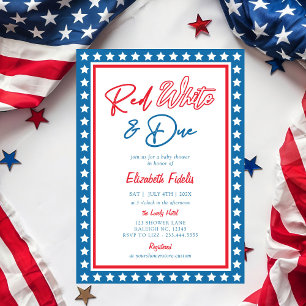 Red White & Due Stars 4th of July Baby Shower Invitation