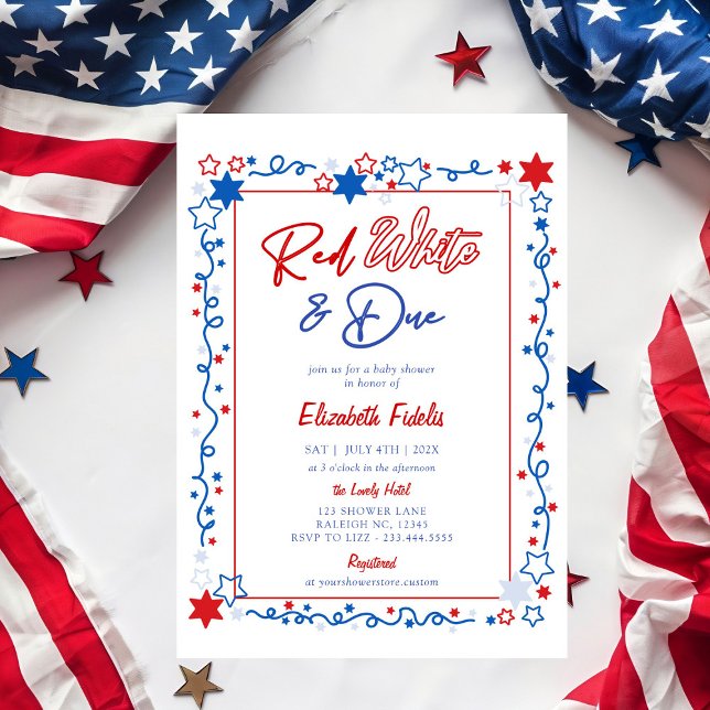 Red White & Due Stars 4th of July Baby Shower Invitation (Creator Uploaded)