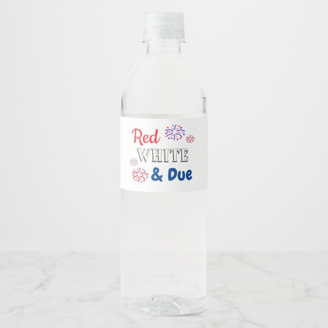 Red White & Due Water Bottle Label (Front)