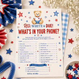 Red White & Due What's In Your Phone Game Invitation