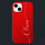 Red White Elegant Calligraphy Script Name Case-Mate iPhone 14 Case<br><div class="desc">Red Shimmer White Elegant Calligraphy Script Custom Personalized Name iPhone 14 Smart Phone Cases features a modern and trendy simple and stylish design with your personalized name in elegant hand written calligraphy script typography on a metallic red shimmer background. Designed by ©Evco Studio www.zazzle.com/store/evcostudio</div>