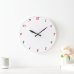 Red White Elegant Custom Colourful Cute Gift 2023 Large Clock<br><div class="desc">Printed in classy white and red custom colour background! You may customize as you wish!</div>