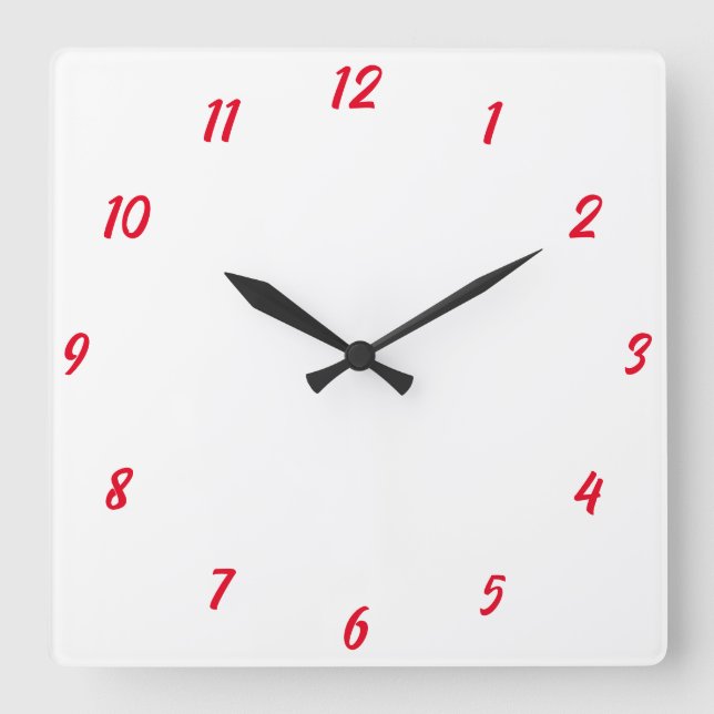 Red White Elegant Custom Colourful Cute Gift 2023 Square Wall Clock (Front)