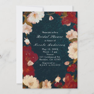 Red & White Elegant Modern Chic Floral Invitations