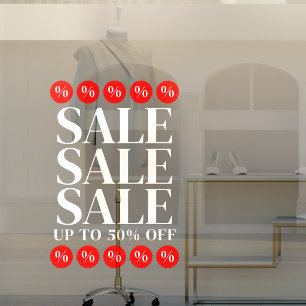 Red White Elegant Sale Discount Symbol Window Cling